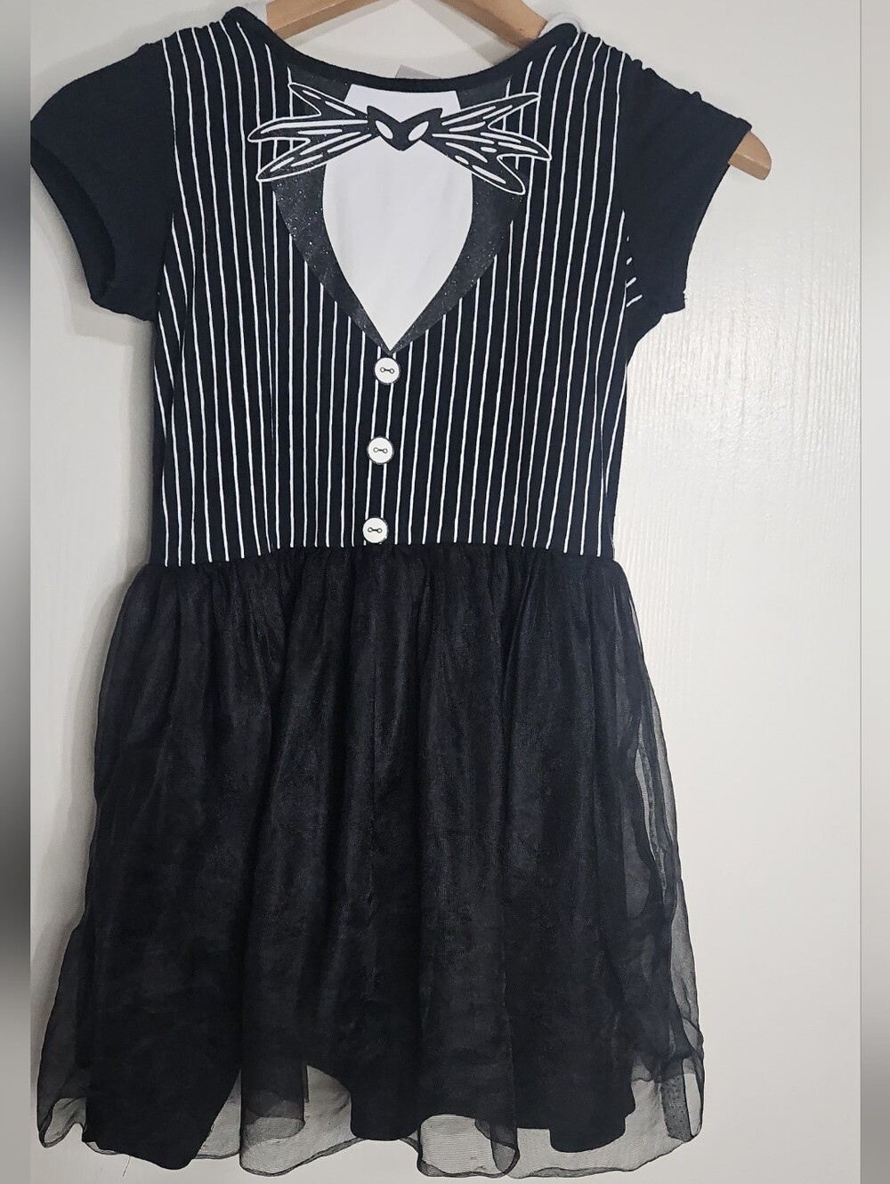 Disney Black and White Pinstripe Tulle Dress with Bow